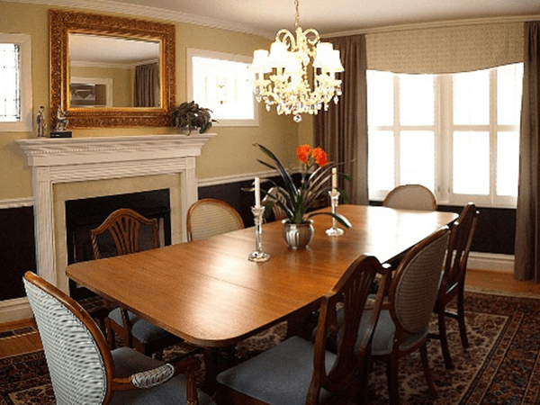 Dining Room with a Chandelier
