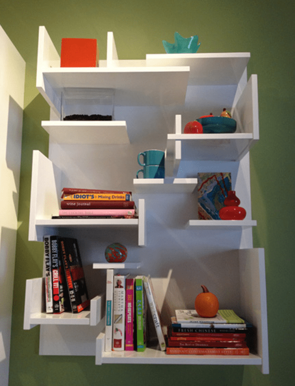 Shelving on a Green Wall